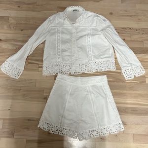 Cream crochet set. Zara, worn a handful of times. Both pieces are size M